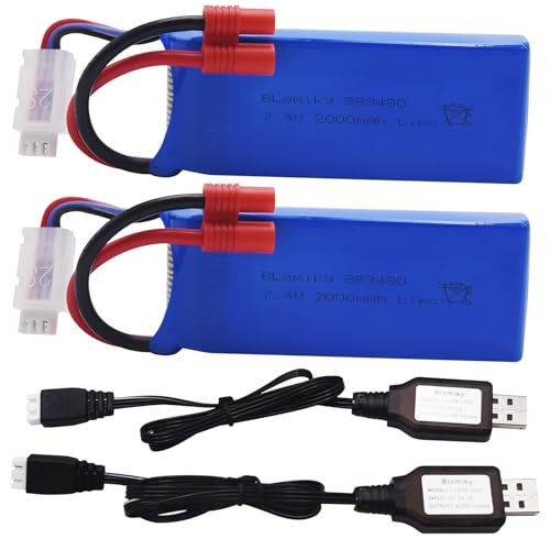 2 Pack 7.4V 2000mAh Lipo Battery and Charger Cable I700440