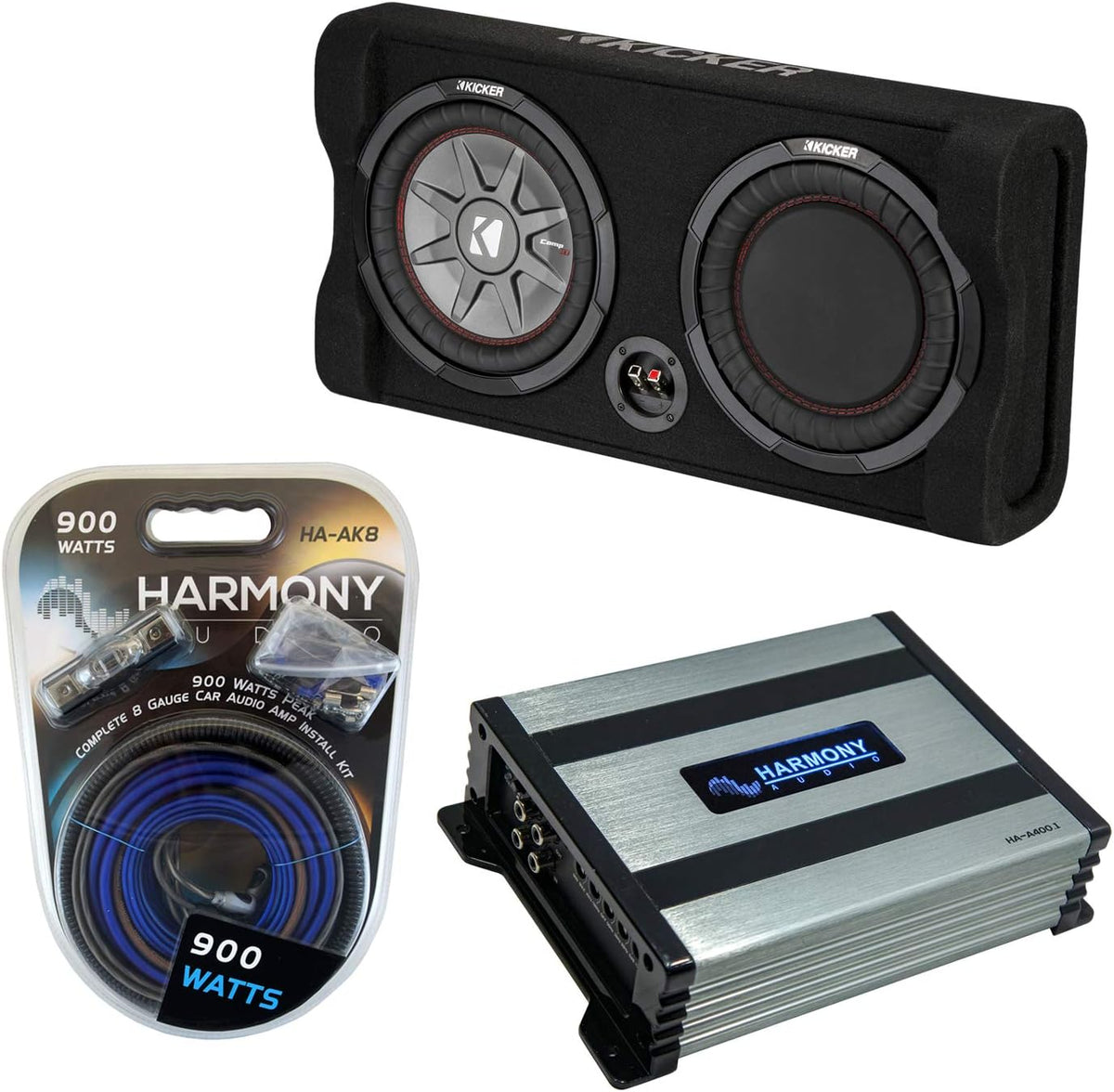 10 Thin Sub Box Passive Radiator Bundle with Amplifier & Amp Kit N94896