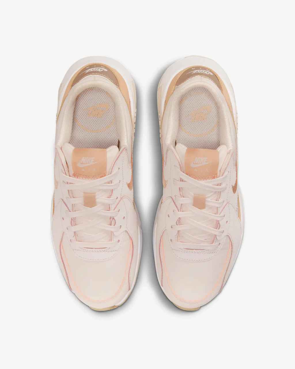 Soft Pink White Leather Running Shoes V6601