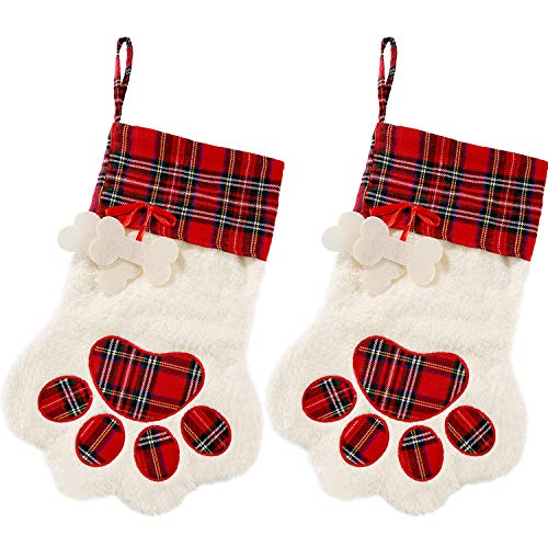2 Pieces 17.7 Inch Christmas Pet Stockings Buffalo Plaid W26005