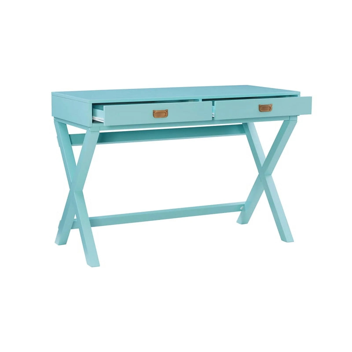Blue Wood Two Drawer Writing Desk P93105