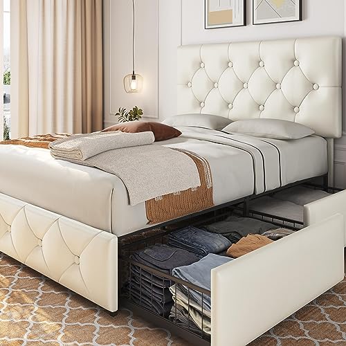 Black Queen Upholstered Bed Frame with 3 Drawers Storage X3410