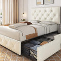 Black Queen Upholstered Bed Frame with 3 Drawers Storage X3410