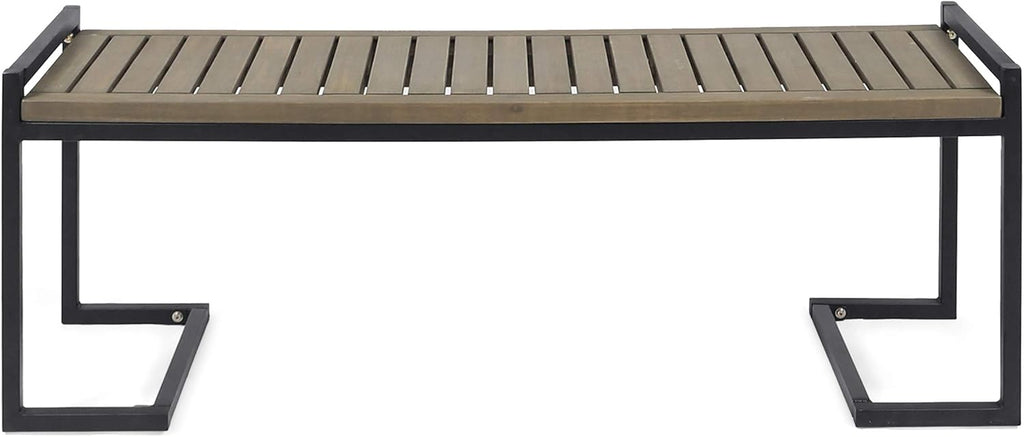 Gray Acacia Wood and Iron Bench J4080