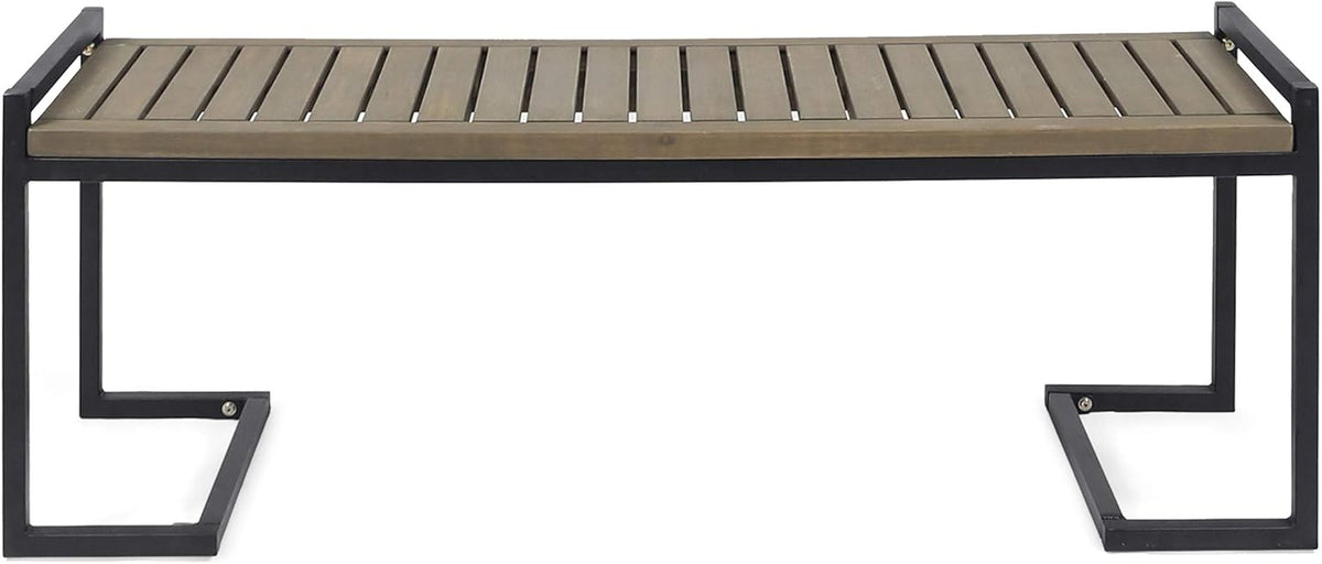 Gray Acacia Wood and Iron Bench J4080