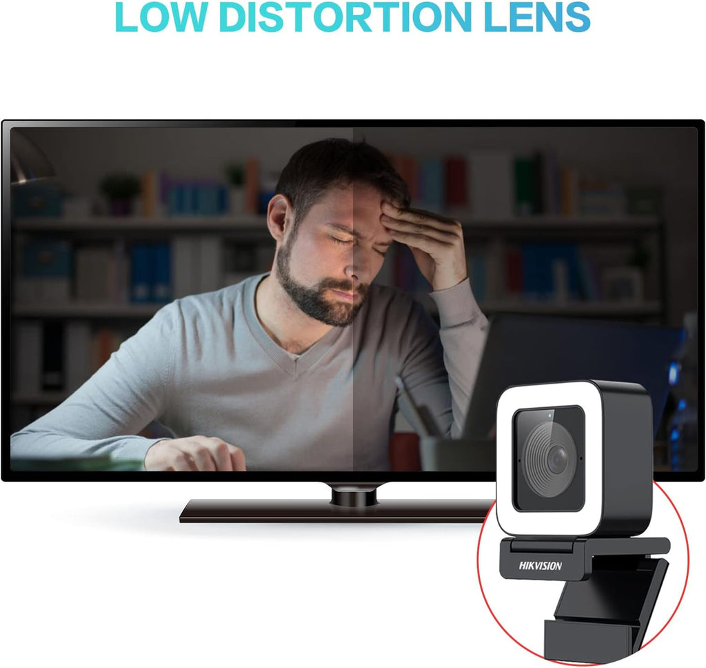 4K HD Webcam with Light Microphone, 2 Built-in Noise Reduction Mics, Autofocus, 30fps Type C USB2.0, with Tripod J585