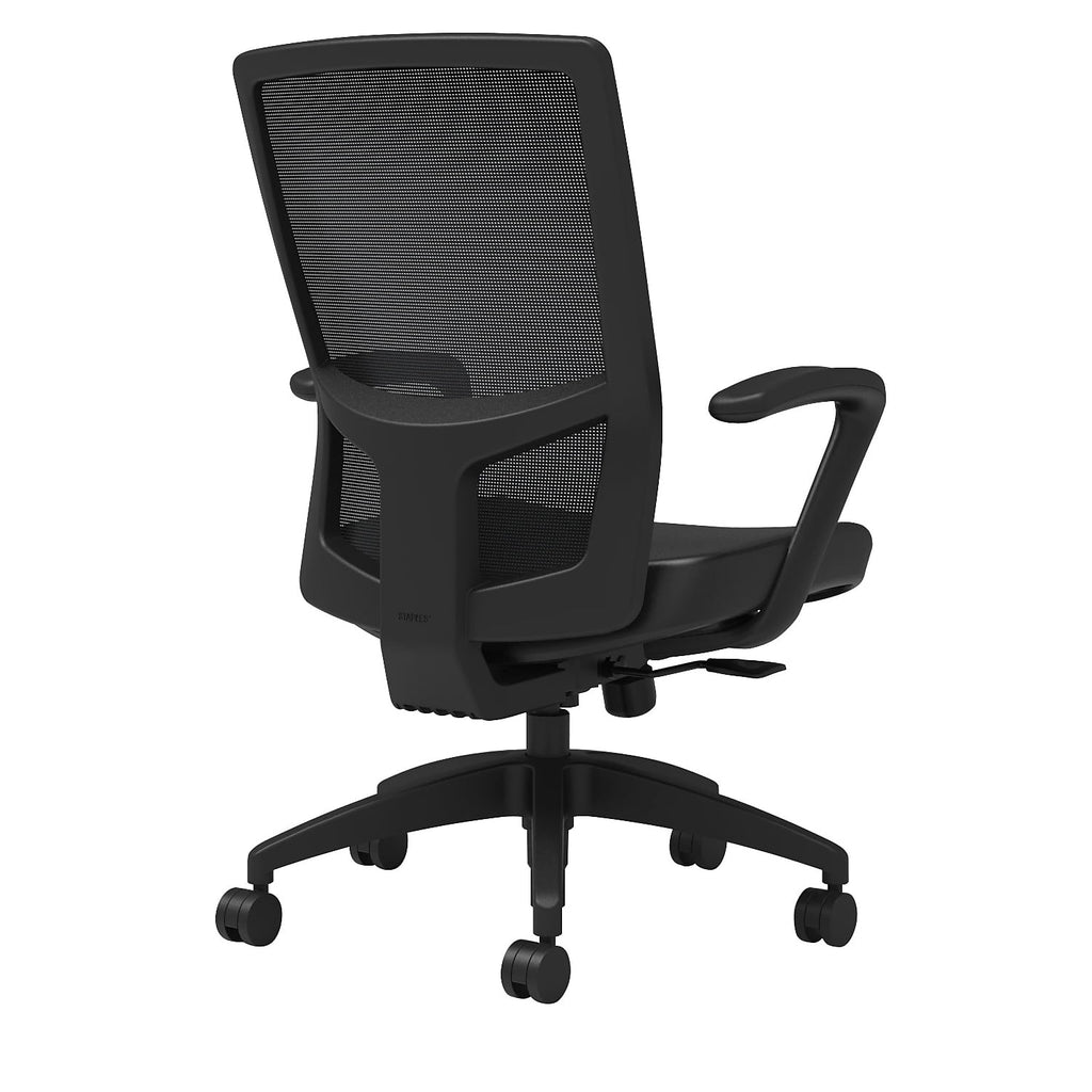 Black Vinyl Task Chair with Lumbar Support N942