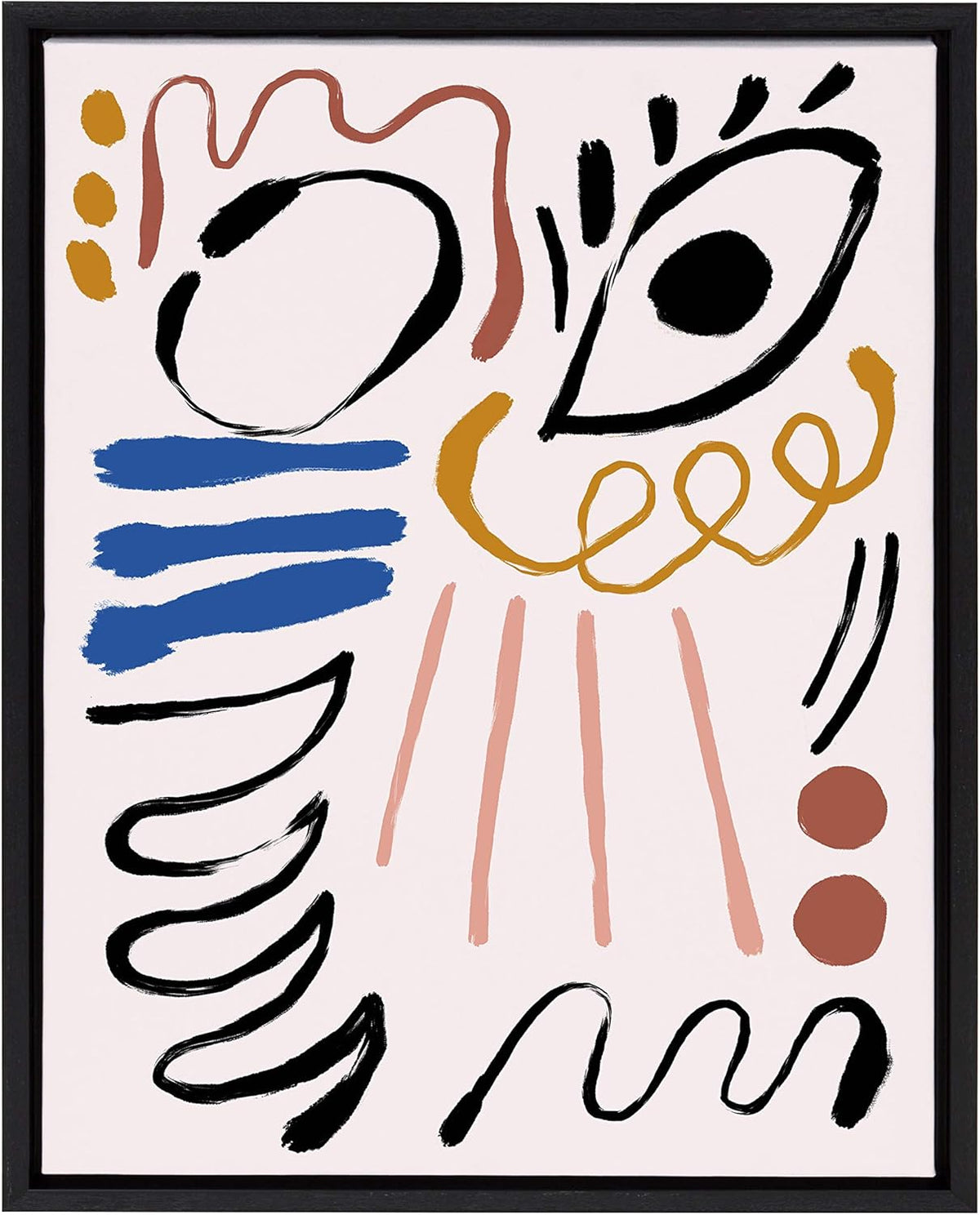 Abstract Face 3 Framed Canvas Wall Art, 23x33 Black R13965