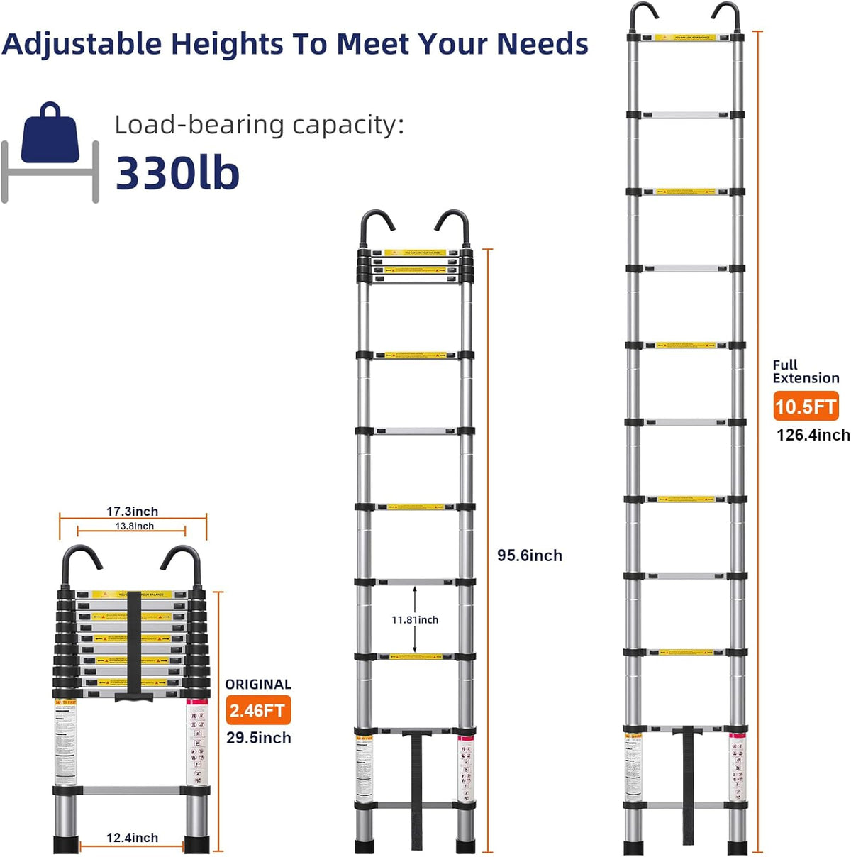 10.5ft Aluminum Telescoping Ladder with Hook B2995