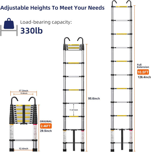 10.5ft Aluminum Telescoping Ladder with Hook B2995