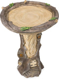 Full-Size Fairy Garden Birdbath with Miniature Fairy House in A Tree Stump, Hand-Painted Wood-Look Resin, 18 Dia. x 23½H Pack of 2 T49824