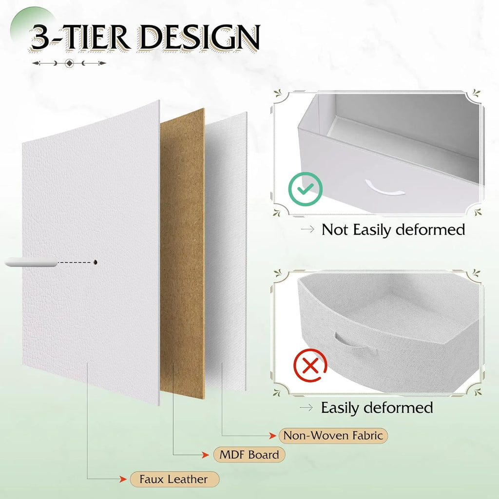 White 16 Drawer Fabric Storage Dresser B82814