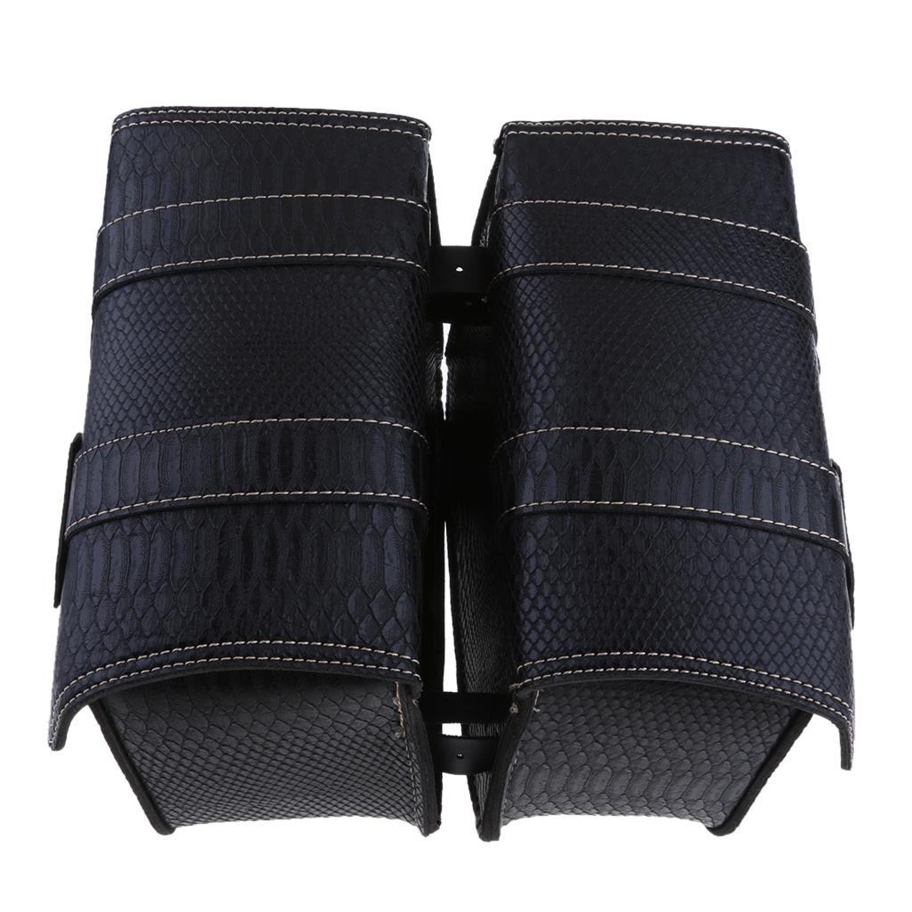 Black Leather Motorbike Pannier Saddle Bag V10313