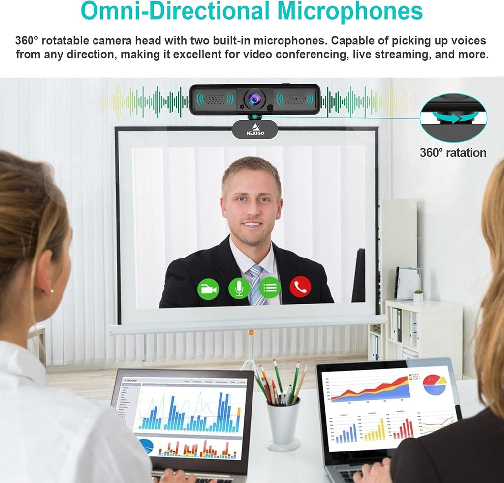 2K 4MP Zoomable Webcam with Privacy Cover & Dual Microphone H739