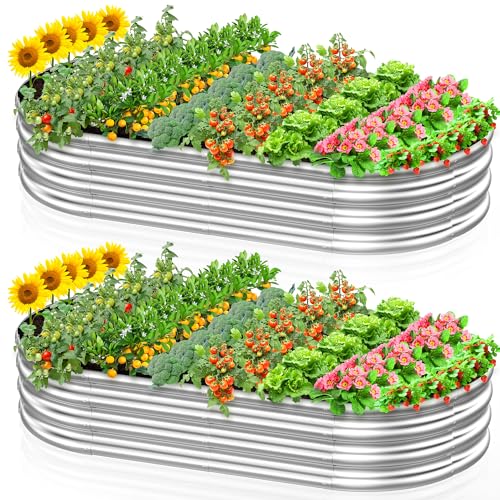 2 Pcs 9 x 3 x 1 FT Galvanized Steel Raised Garden Bed N8774