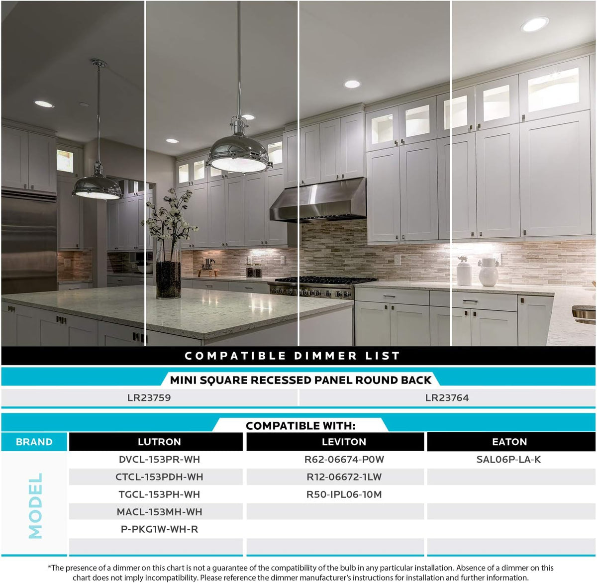 6 Inch Square LED Recessed Lighting, 12W, 1000 Lumens, 4 Pack N304