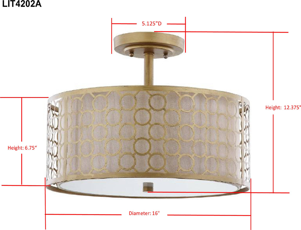 Antique Gold Semi Flush Light P50516