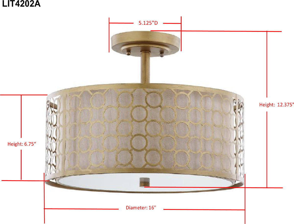 Antique Gold Semi Flush Light P50516