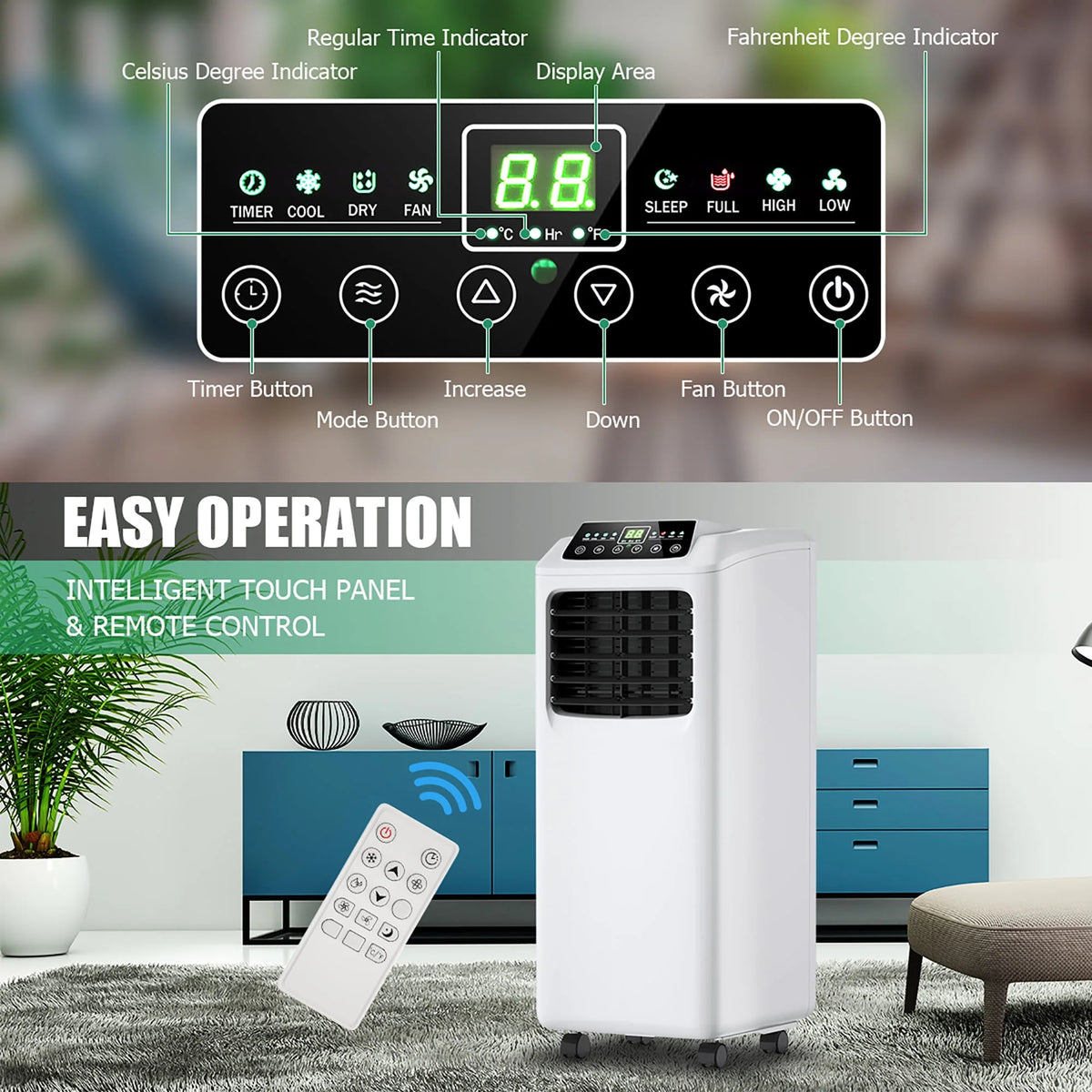 5500 BTU 3-in-1 Portable Air Conditioner with Dehumidifier and Window Kit R9534
