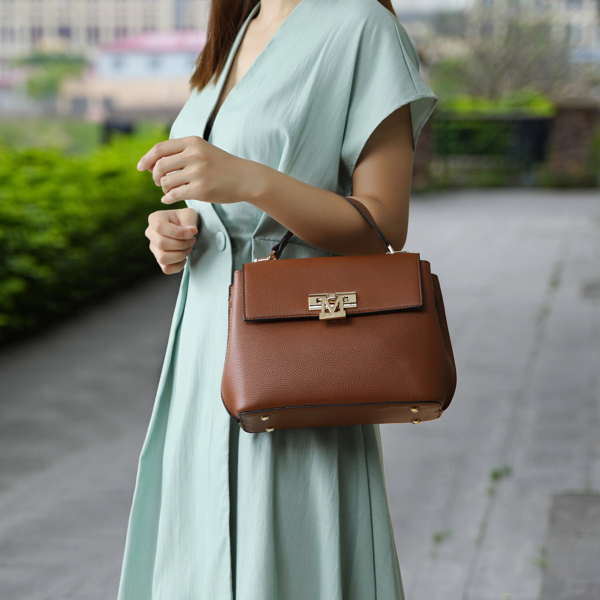Black Vegan Leather Satchel & Wristlet Wallet E895