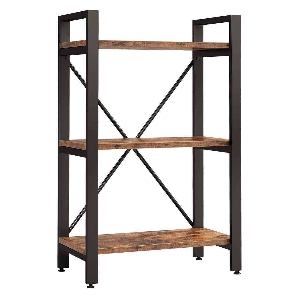 Industrial Wood Look Bookshelf with Metal Frame V96948