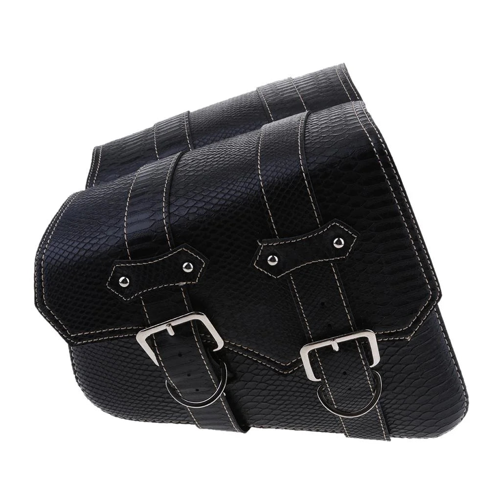 Black Leather Motorbike Pannier Saddle Bag V10313