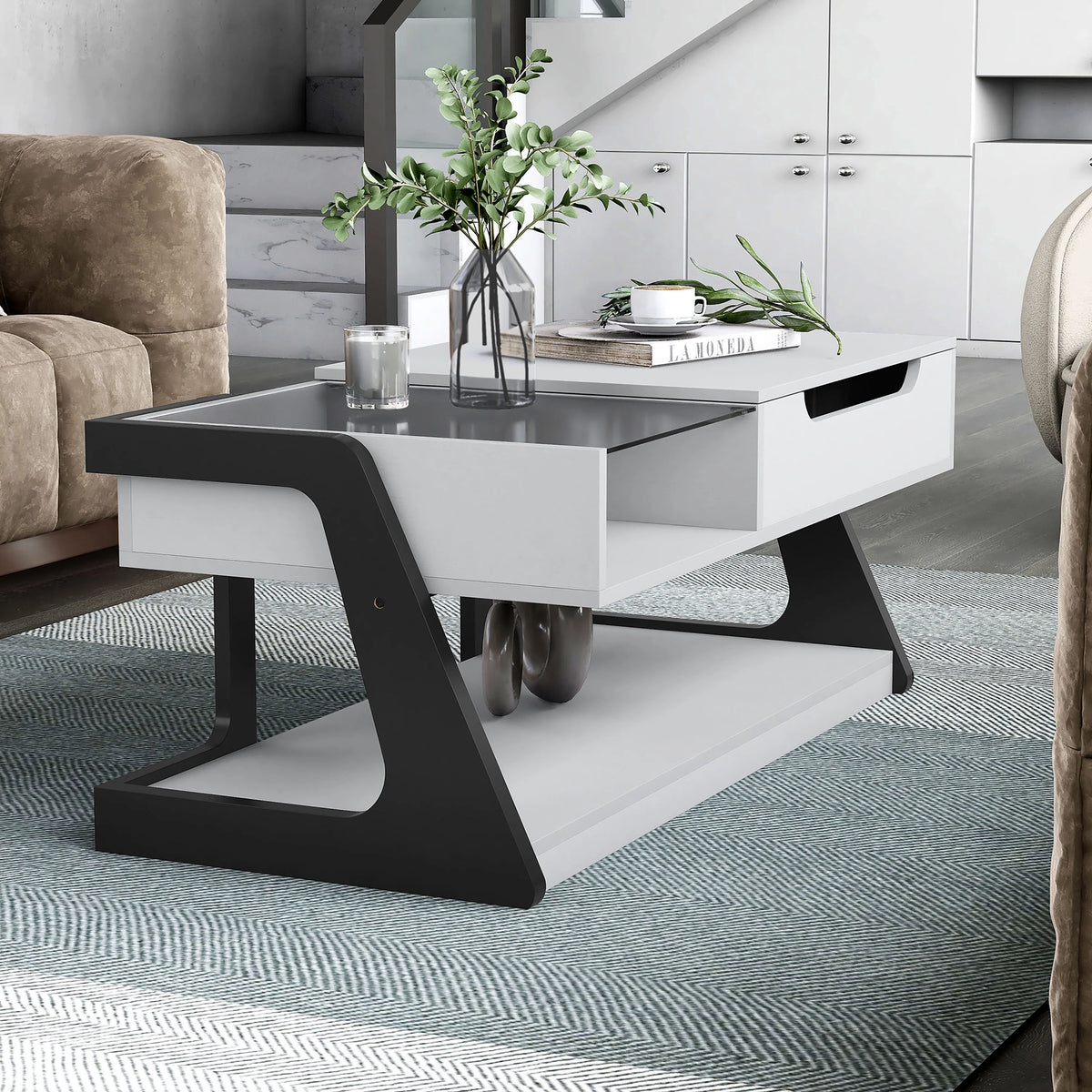 White Lift Top Wood Coffee Table L6114