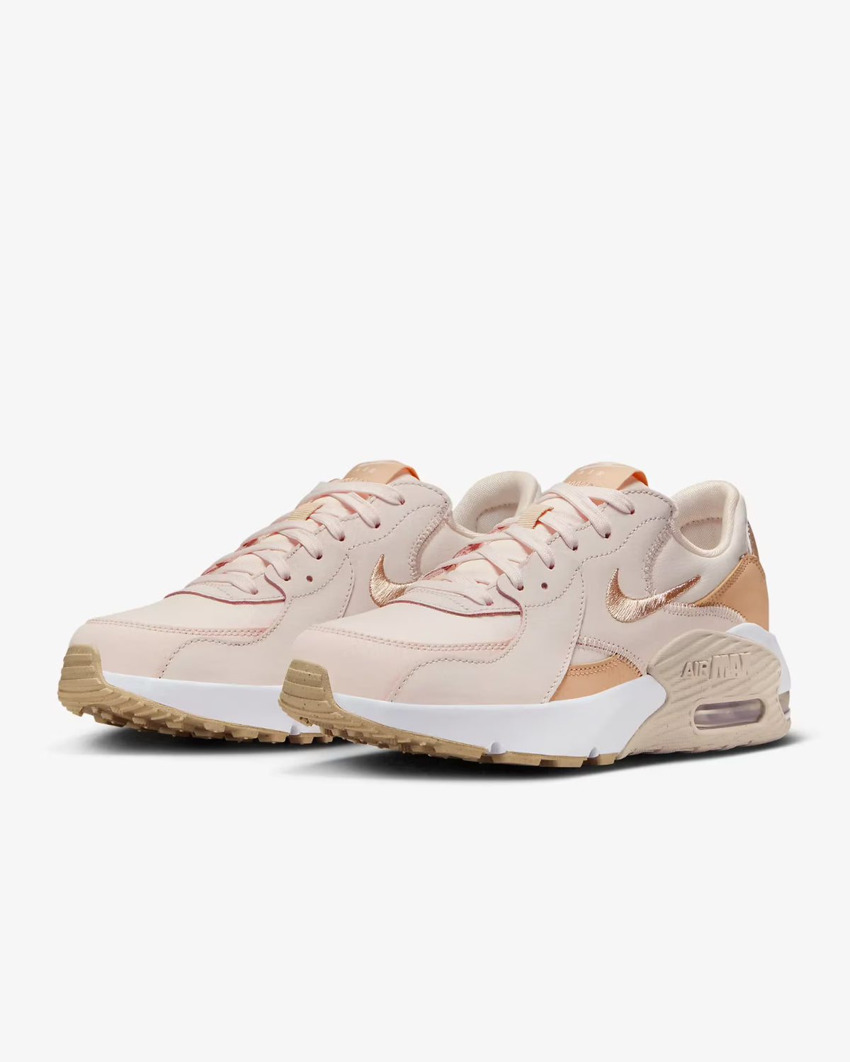 Soft Pink White Leather Running Shoes V6601