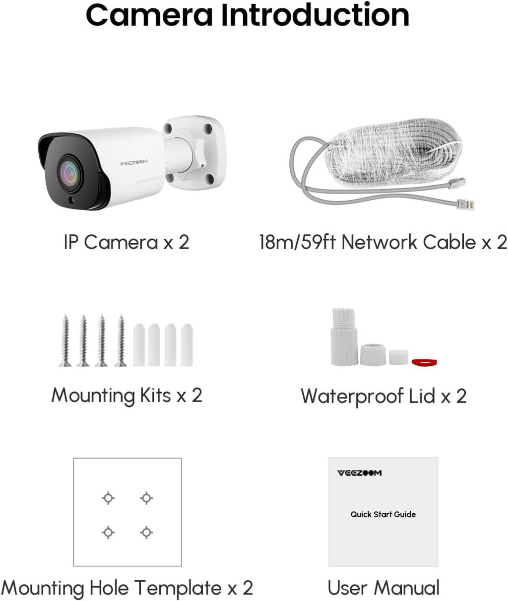 5MP PoE Security Camera (Pack of 2) with 59ft Ethernet Cables C24415