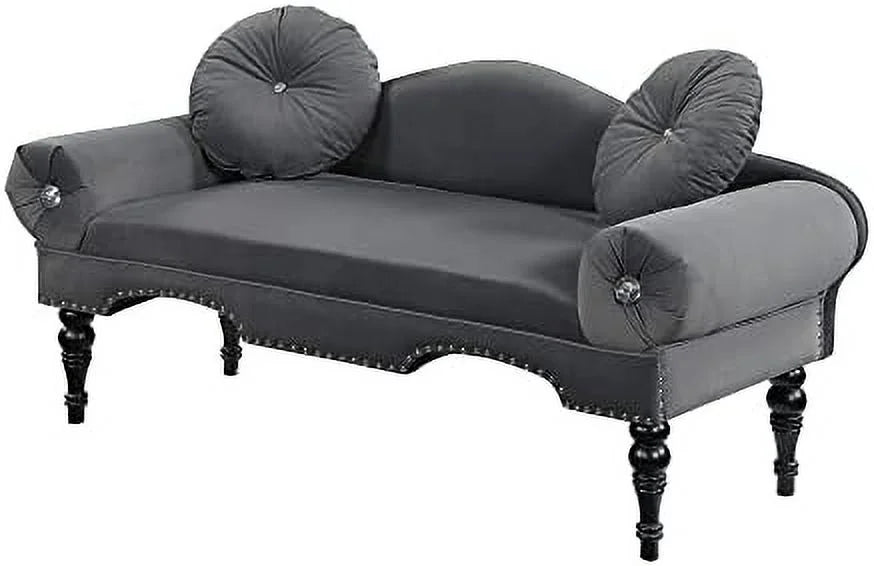 54" Velvet Loveseat Sofa 2 Seater Couch with 2 Round Pillows D669358