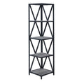 Weathered Grey Black 5-Tier Corner Bookcase P6607