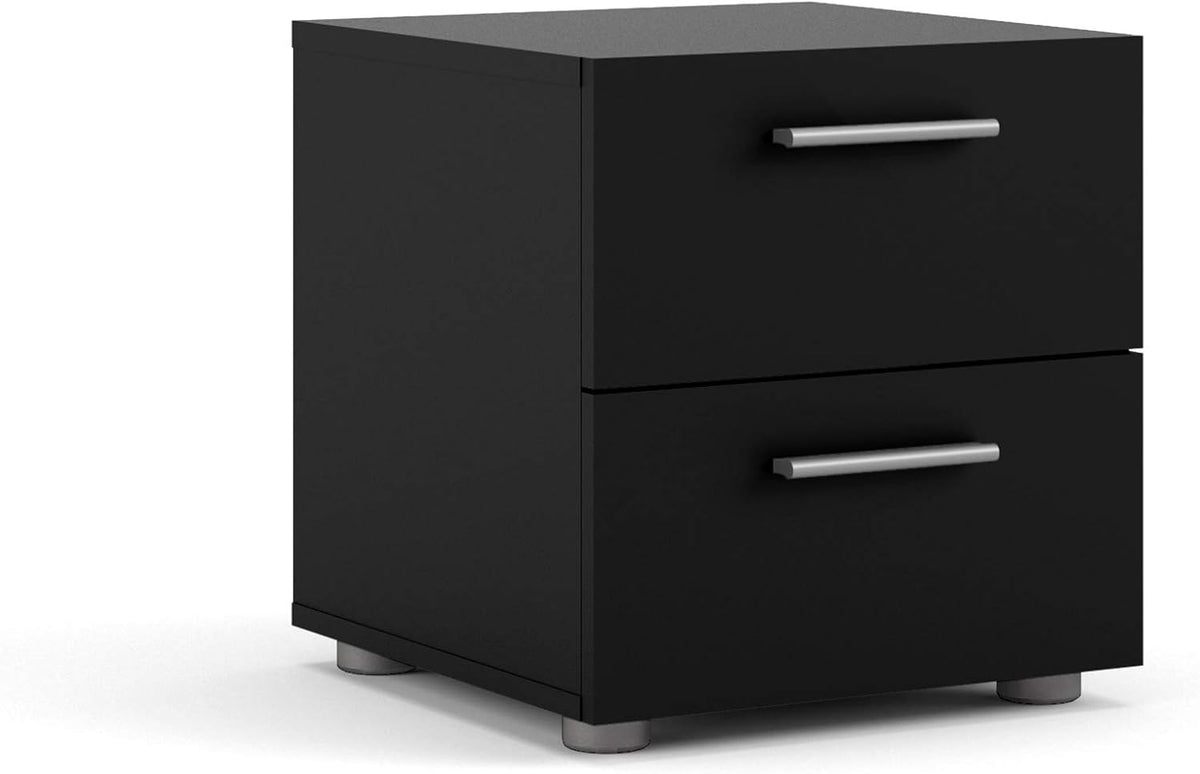 Black Matte 2 Drawer Nightstand X24693