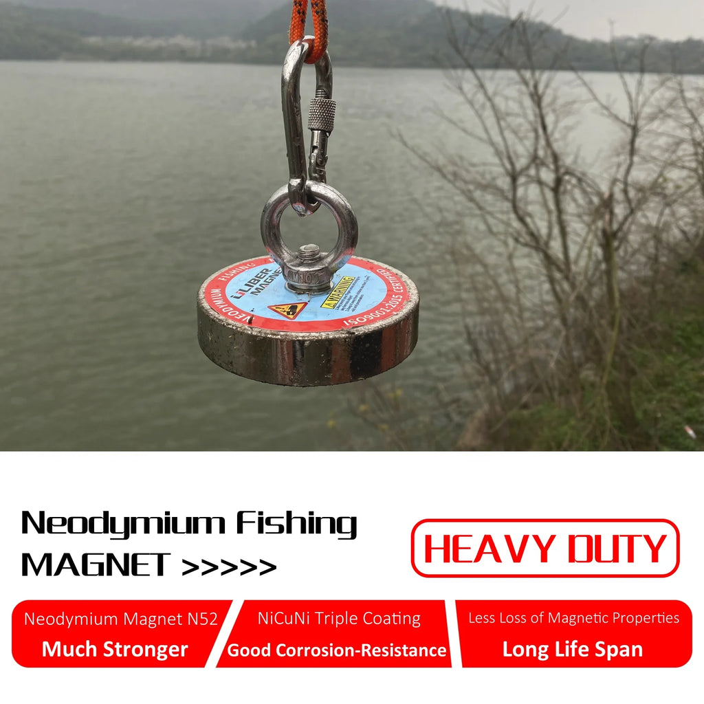 Magnet Fishing Kit 1200LB Dia.3.81in Neodymium Magnet N52 with 20 Meters Rope C1960
