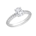 Oval Cut Lab Created Diamond Solitaire Halo Ring with Side Stones in 14K Solid White Gold Yellow Gold Rose Gold F55718