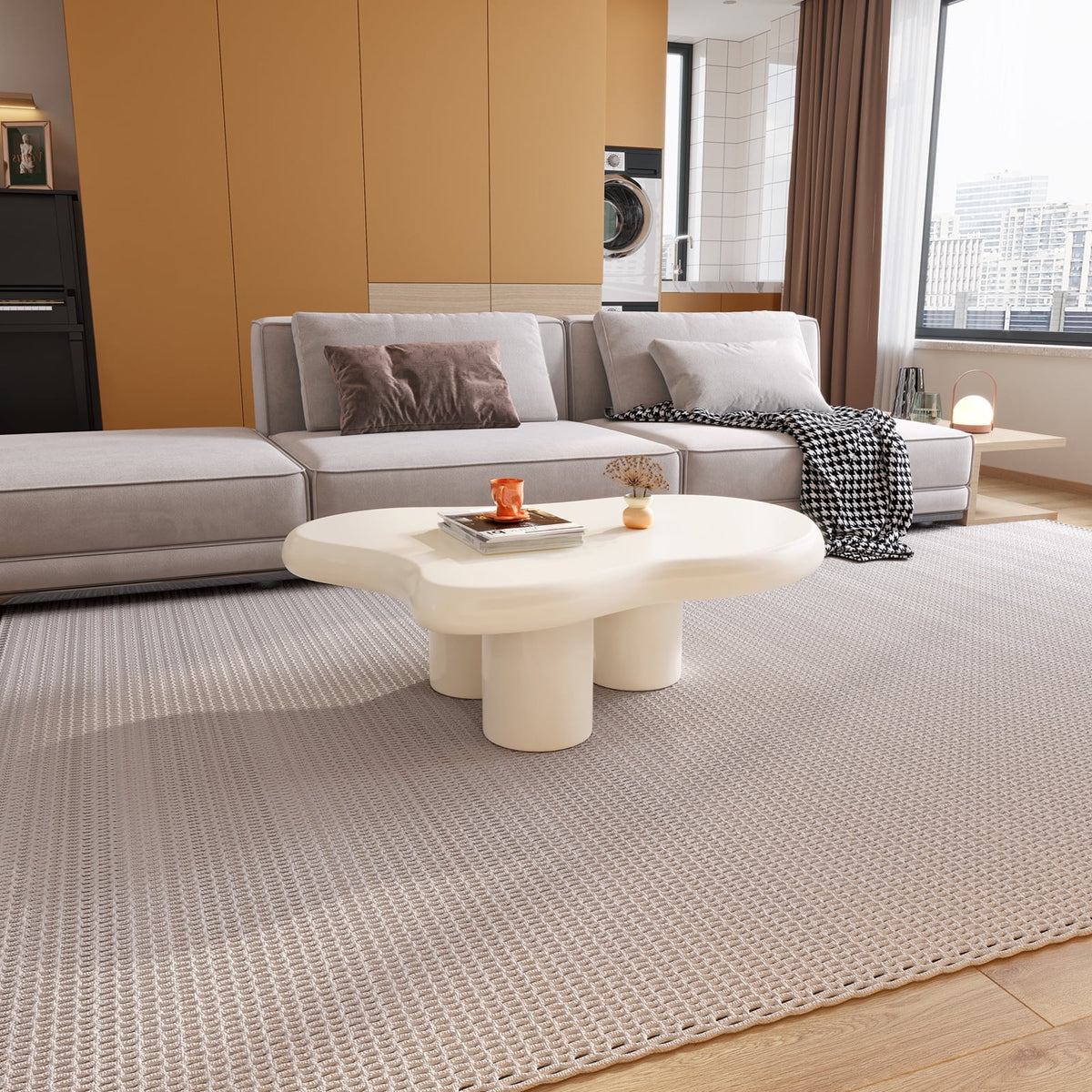 White 46.06 Inch Irregular Coffee Table Z242