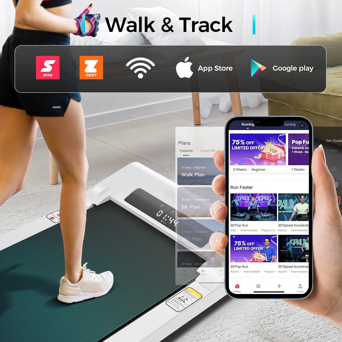 Pink Walking Pad Under Desk Treadmill X91298