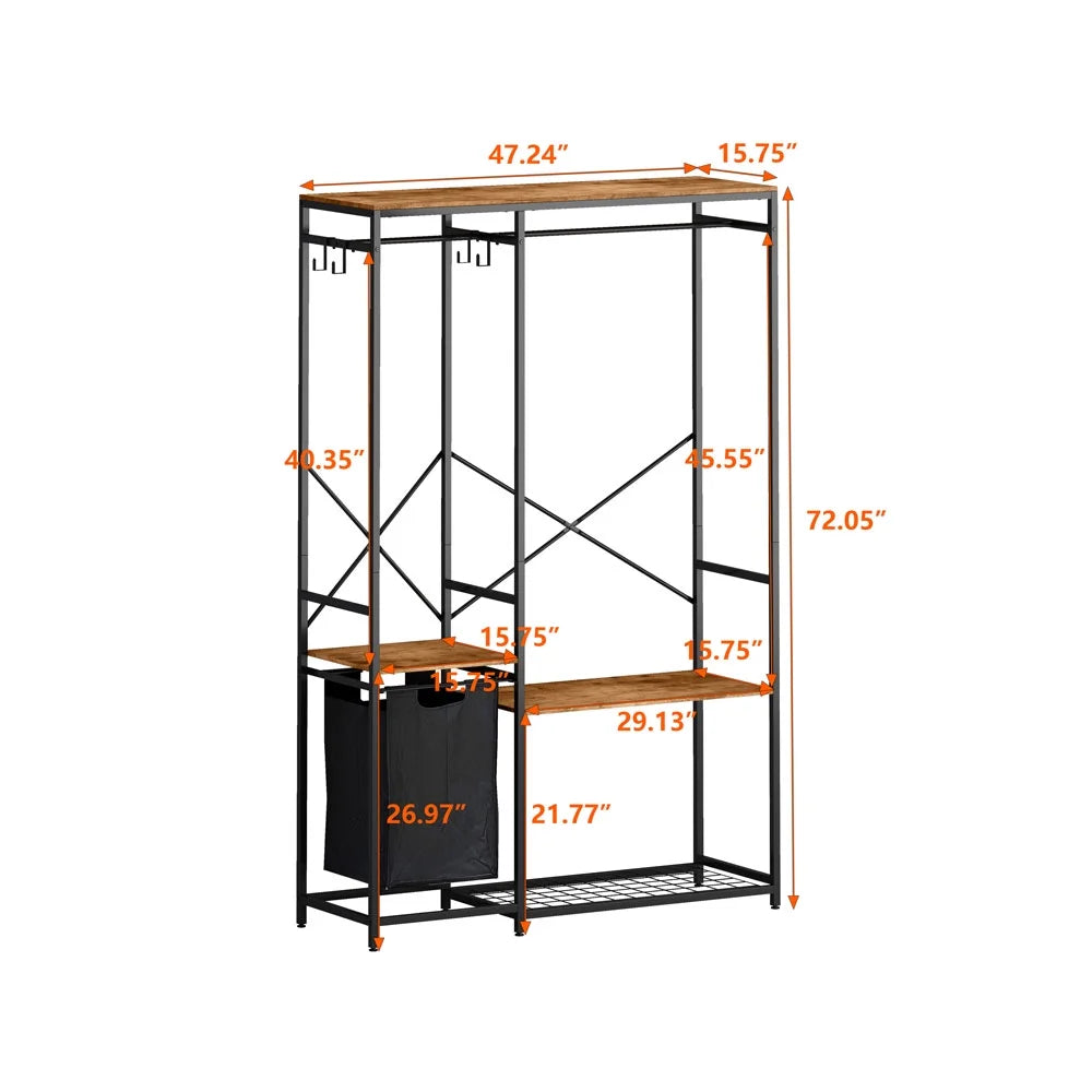 Portable Wardrobe Clothes Rack with Storage Bag Q384248