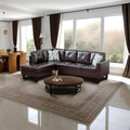 Faux Leather Left Facing Sectional Brown O675