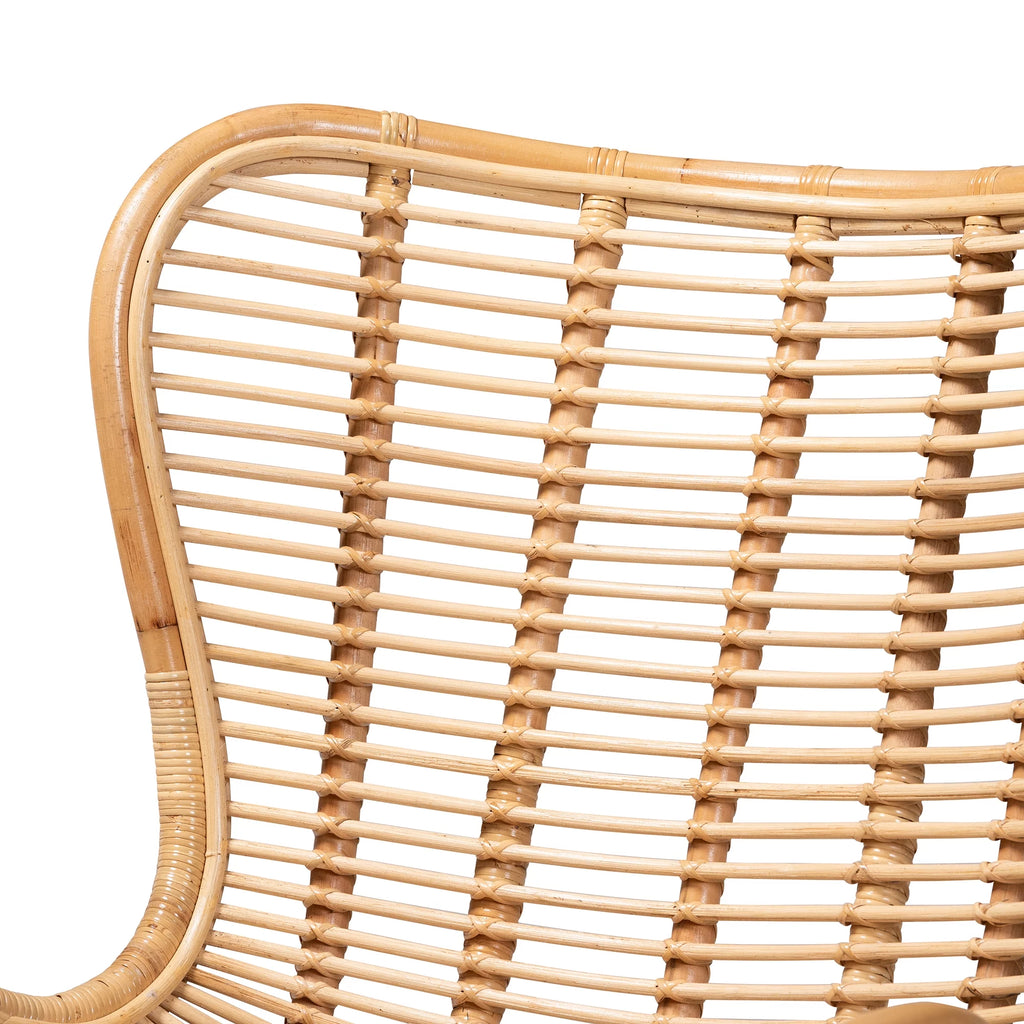 Natural Brown Rattan and Black Metal Accent Chair G649