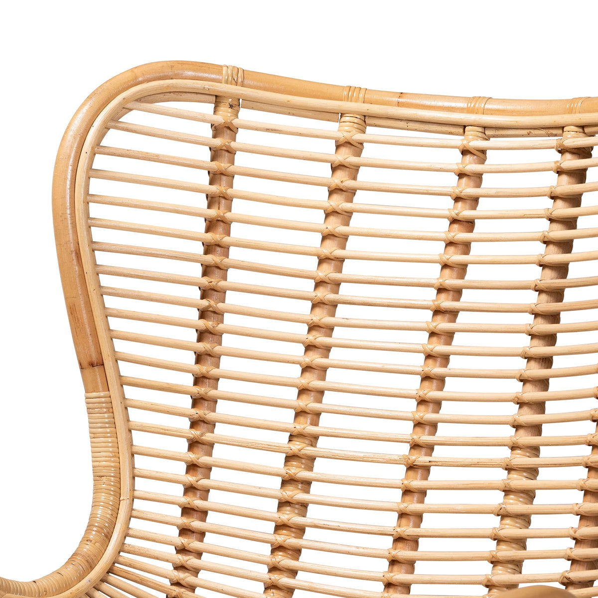 Natural Brown Rattan and Black Metal Accent Chair G649