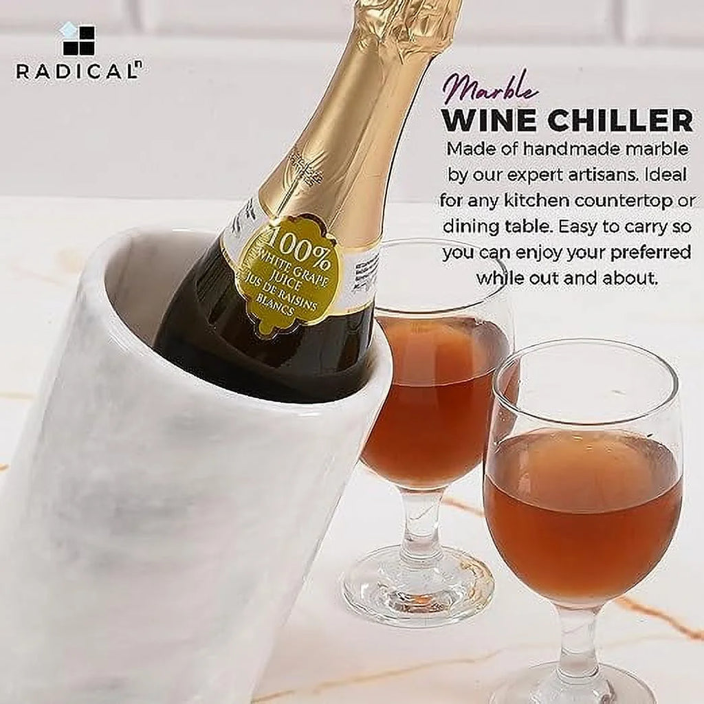 White Handmade Marble Wine Cooler L463