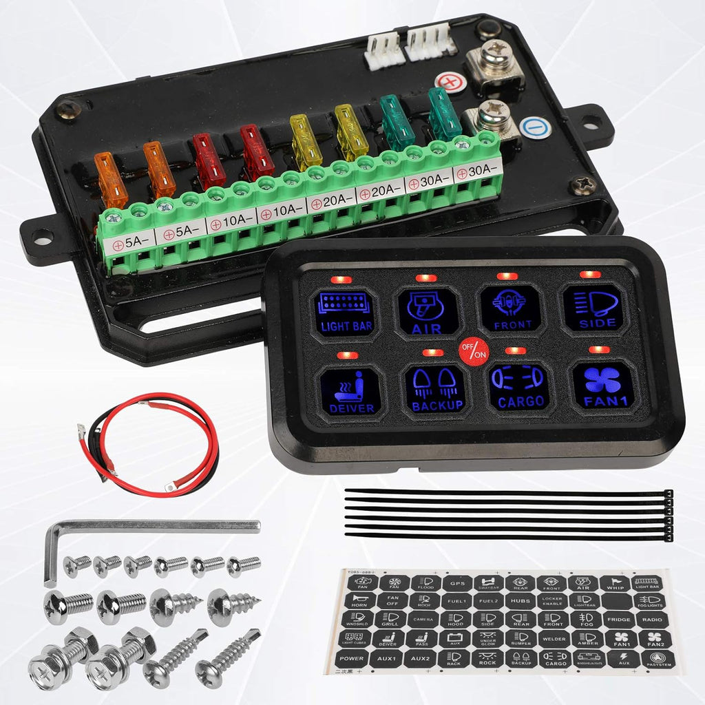 8 Gang Touch Switch Panel with Harness and Stickers R350