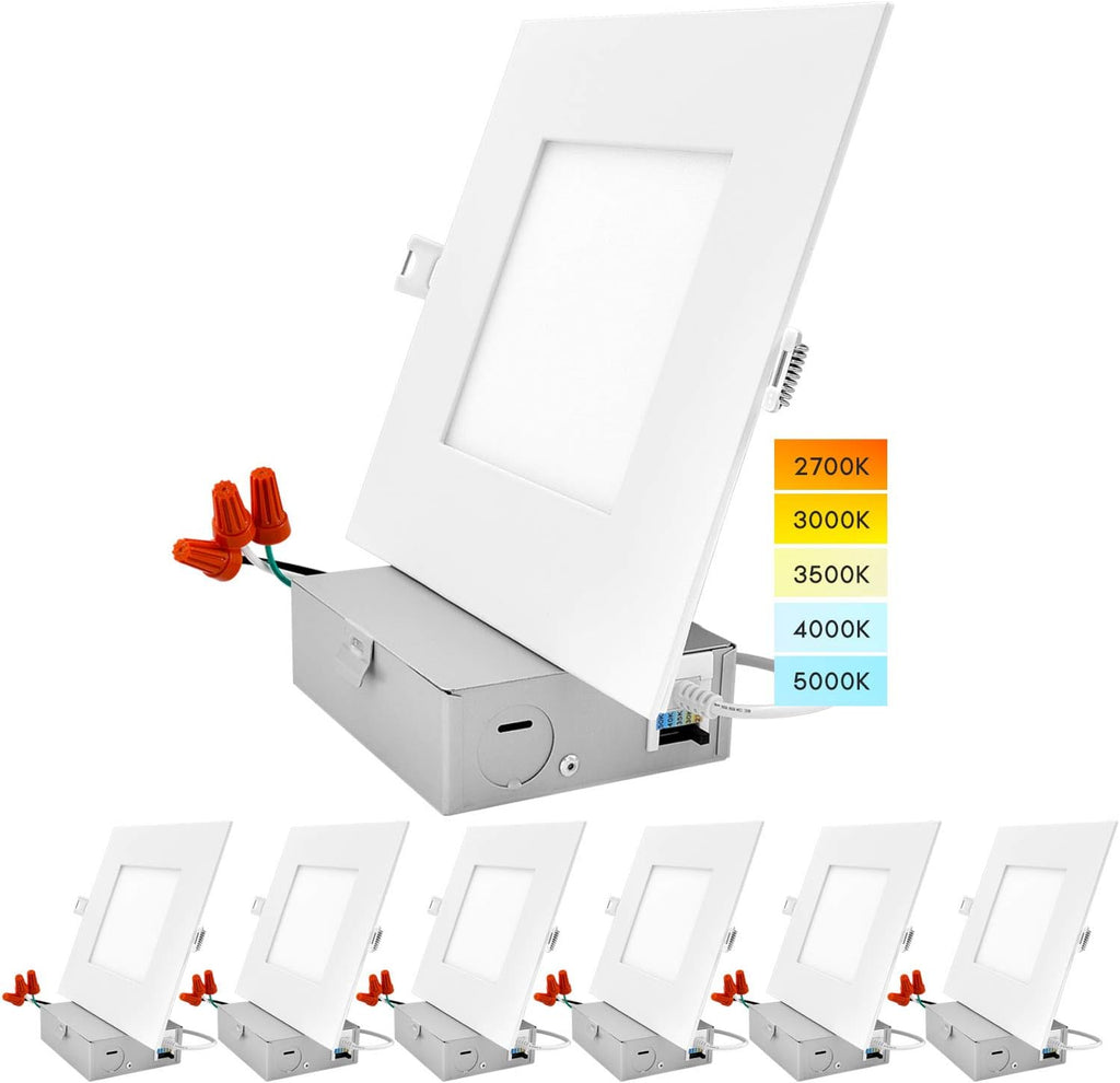 6 Inch Square LED Recessed Lighting, 12W, 1000 Lumens, 4 Pack N304