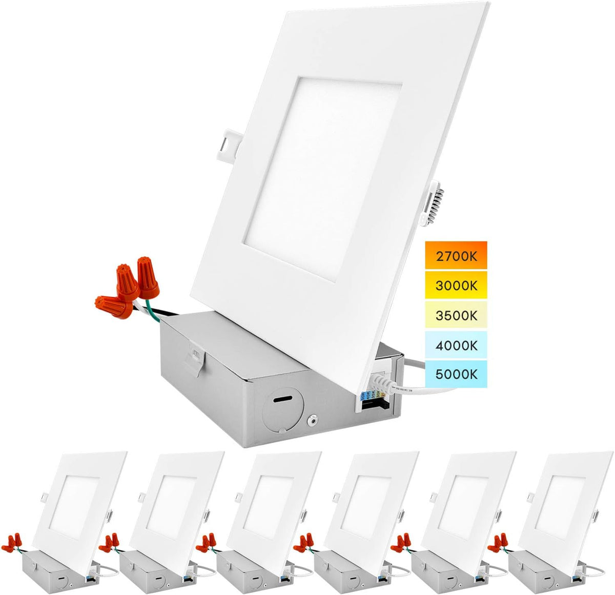 6 Inch Square LED Recessed Lighting, 12W, 1000 Lumens, 4 Pack N304