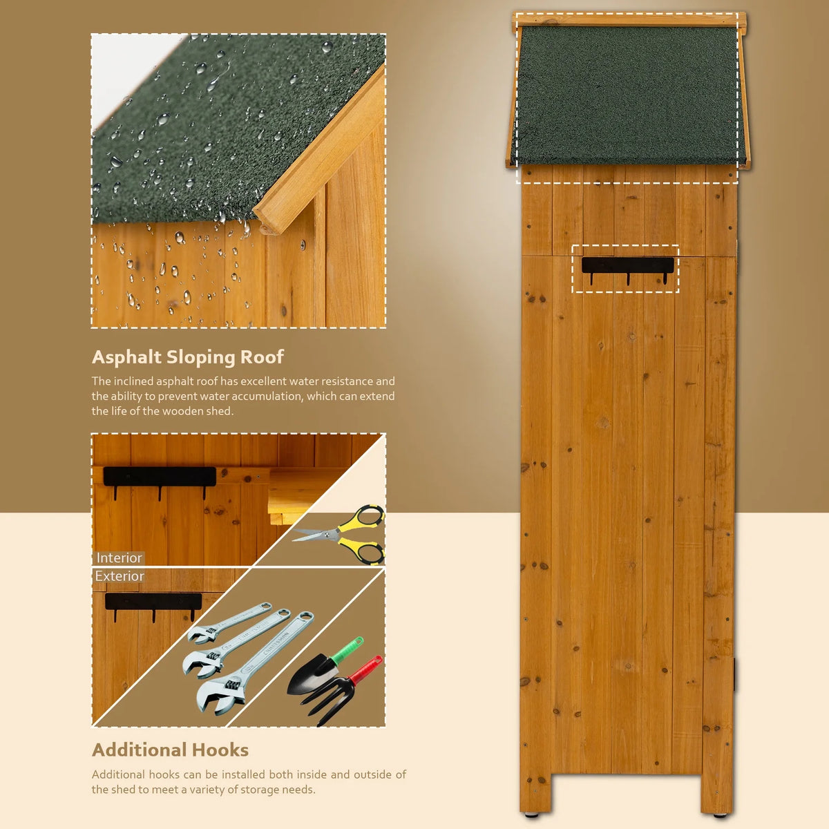 Outdoor Storage Cabinet Wooden Garden Shed R205710