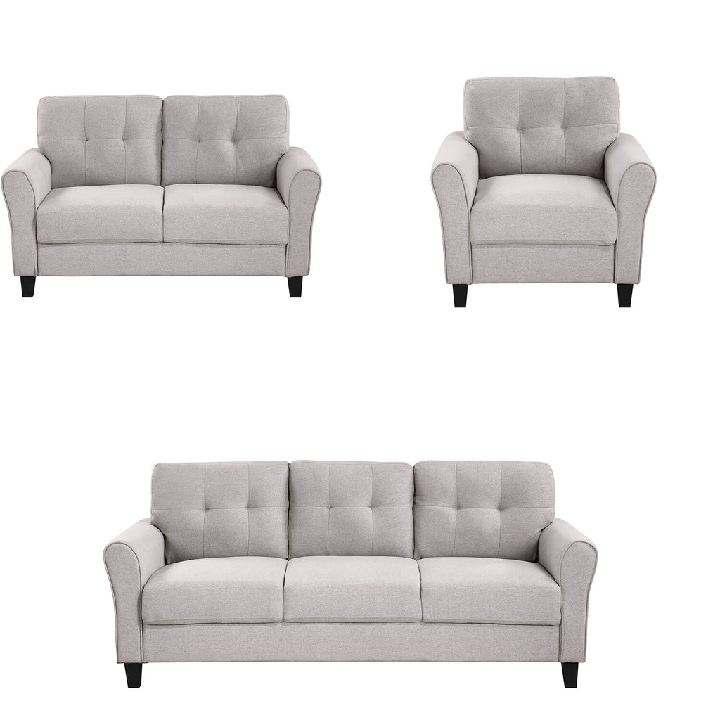 Light Grey-Blue Sofa Set with Armchair, Loveseat and 3-Seat Sofa L239