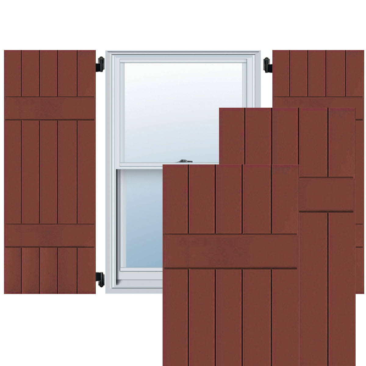 18 in. x 40 in. Real Wood Board and Batten Shutters Pair C102015