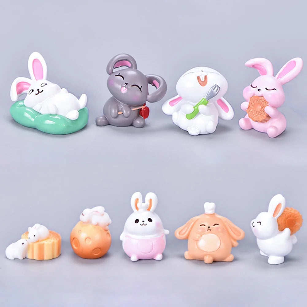 Resin Dollhouse Miniature Moon Cake Rabbit Ornaments R637