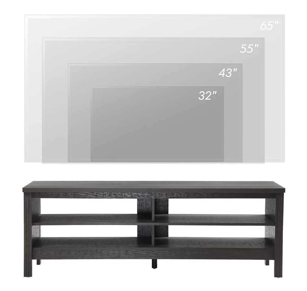 Black Wood TV Stand with 4 Cubby E5123