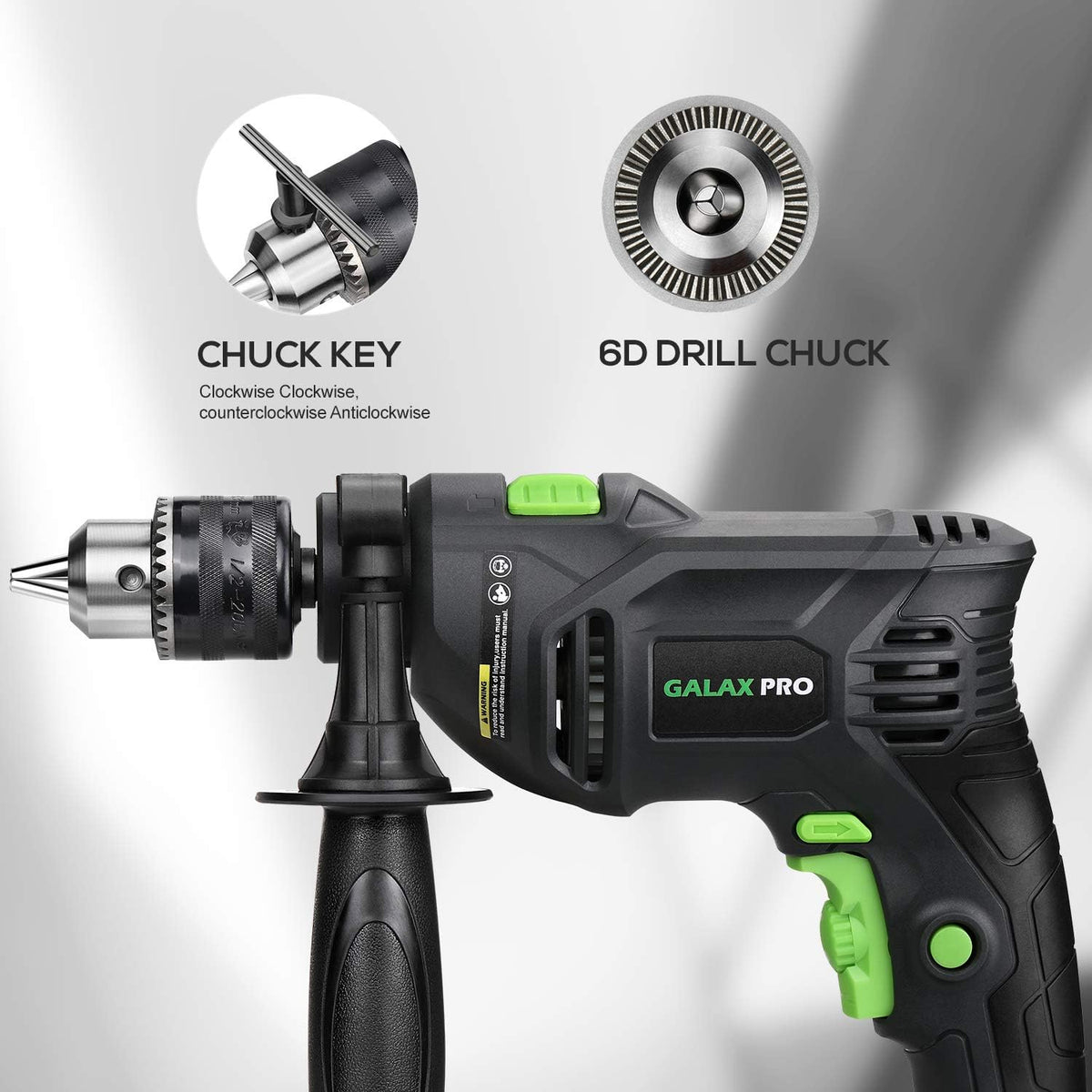 5Amp 1/2-inch Corded Impact Drill with 105pcs Accessories, Variable Speed 0-3000, Hammer and Drill 2 Functions in 1, 360°Rotating Handle, Depth Gauge, Carrying Case Included Pack of 2 V642930